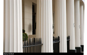 Stone Pillars outside houses in Eaton Square Belgravia Westminster London UK