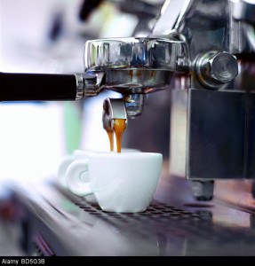 Espresso running out of espresso machine. Image shot 2007. Exact date unknown.